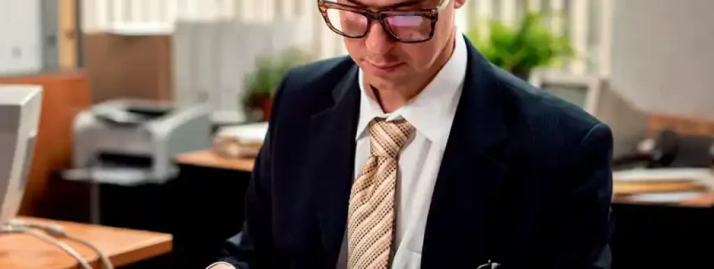 corrretor-olhando-para-papeis-com-terno-em-seu-escritorio