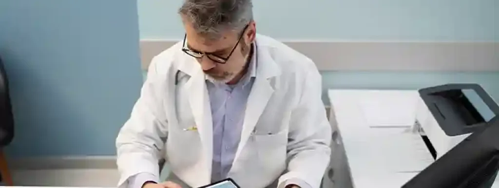 medico-analisando-suas-financas-de-um-angulo-de-cima